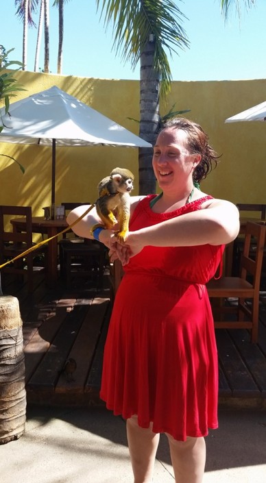 Spirit Retreat Puerto Vallarta 2016 Kim Hollister holds a squirrel monkey at dolphin adventures Spirit Retreat Puerto Vallarta 2016 Kim Hollister holds a squirrel monkey at dolphin adventures