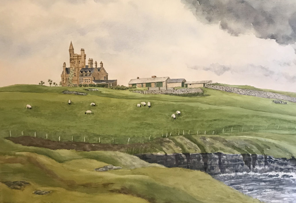 watercolor of Castle Mullaghmore in County Sligo Ireland-by Kristi Johnston